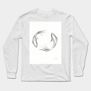 Seijaku - Tranquil Koi charcoal drawing Long Sleeve T-Shirt